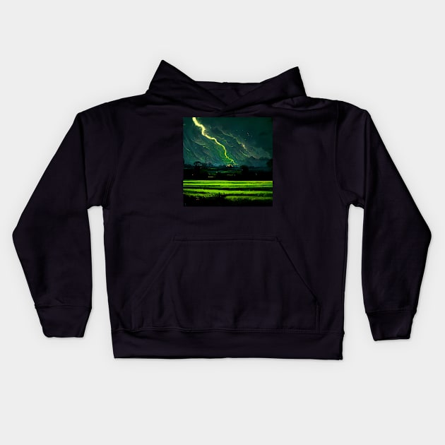 Green Lightning | Strike Home Kids Hoodie by Kazaiart